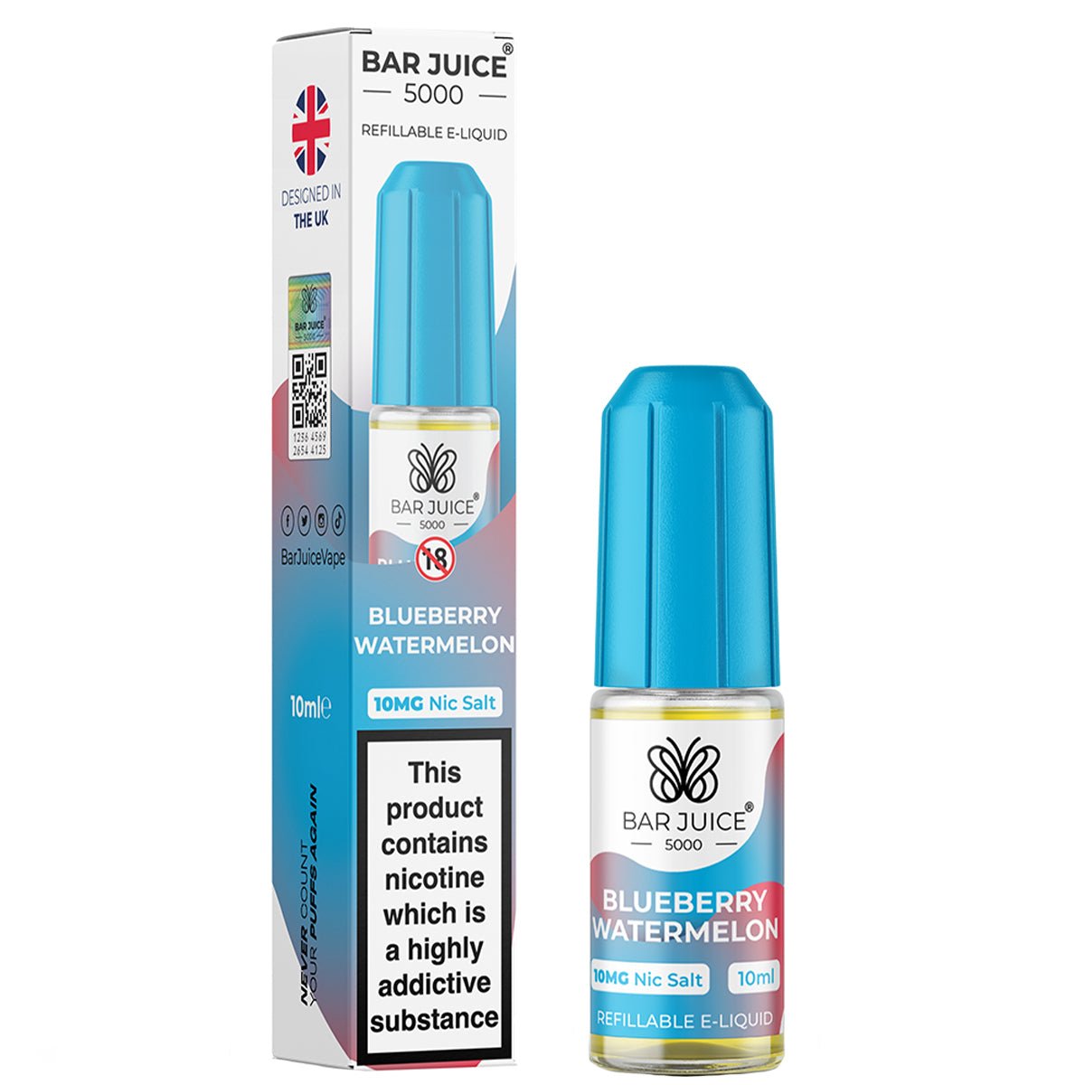 Blueberry Watermelon 10ml Nic Salt E - liquid By Bar Juice 5000 - Prime Vapes UK