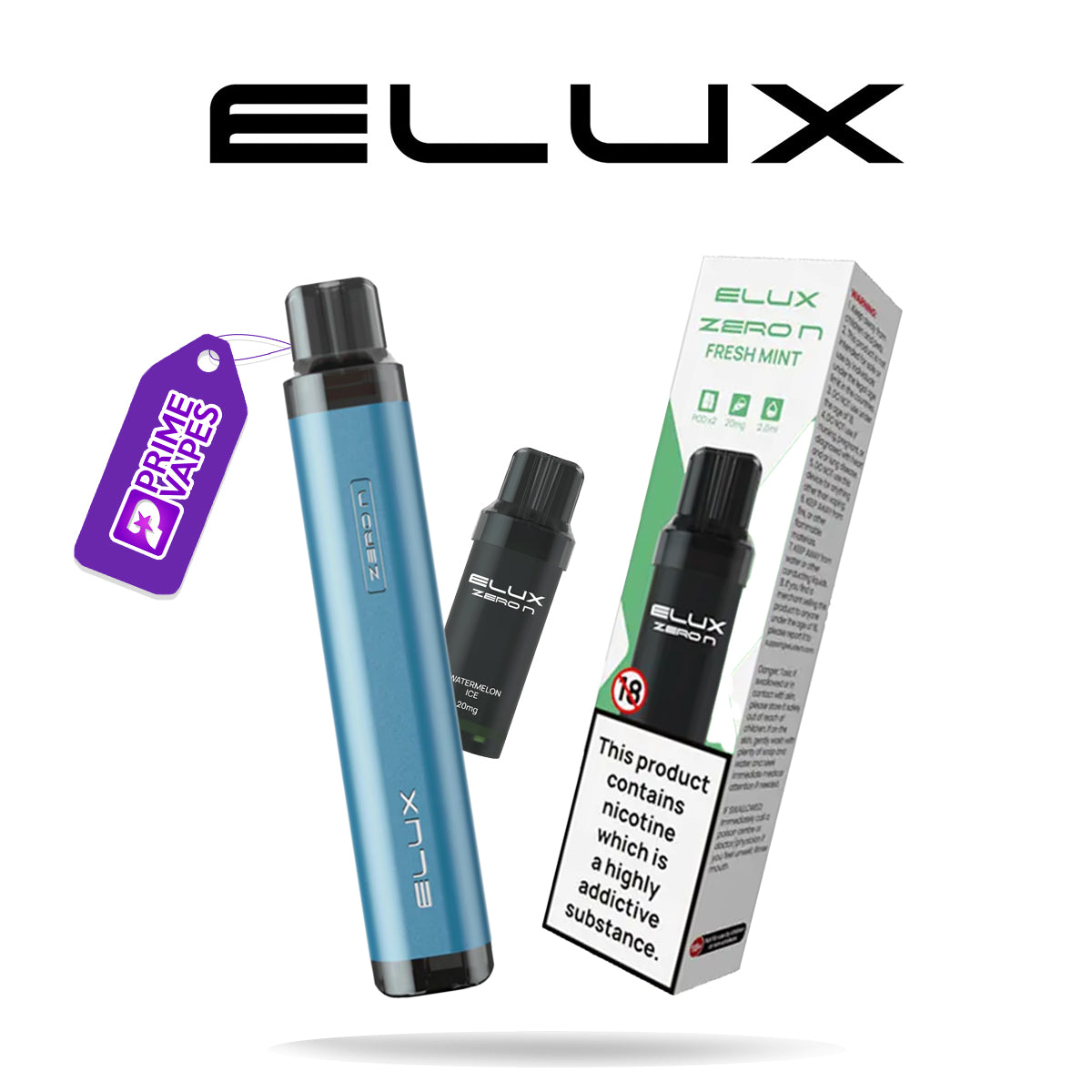 elux zero n rechargeable kit and pack of pre-filled pods