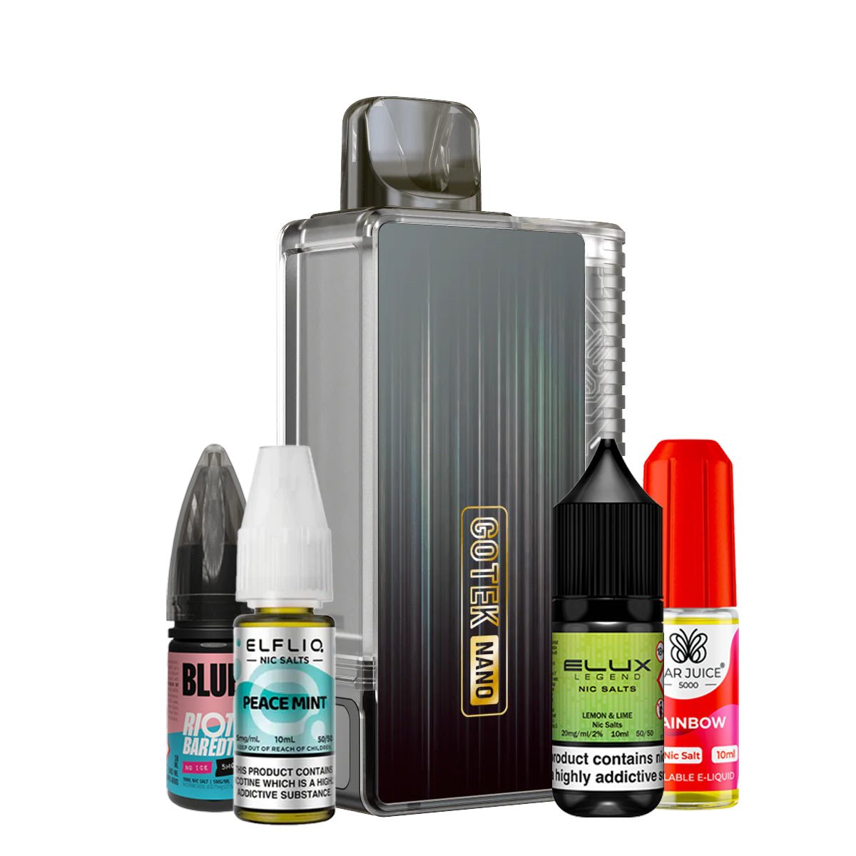 Gotek Nano Vape Pod Bundle Starter Kit By Aspire | 4 Vape Juices Prime Vapes UK Gotek Nano Vape Pod Bundle Starter Kit By Aspire | 4 Vape Juices Prime Vapes UK