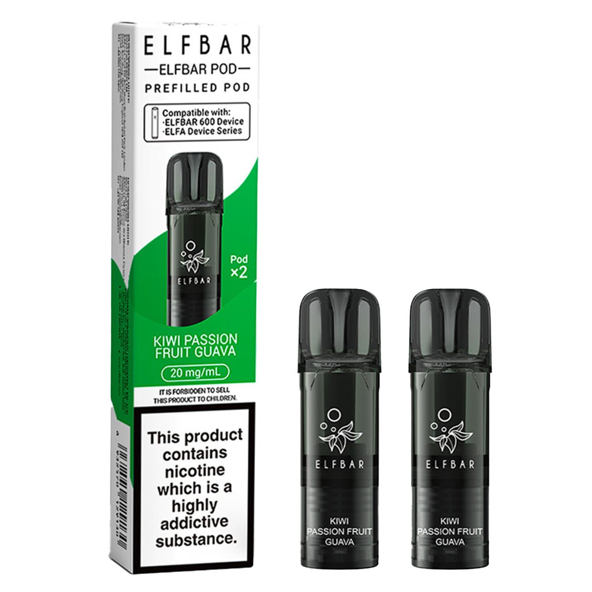 Kiwi Passionfruit Guava Prefilled Pod by Elf Bar 600 Prime Vapes UK Kiwi Passionfruit Guava Prefilled Pod by Elf Bar 600 Prime Vapes UK