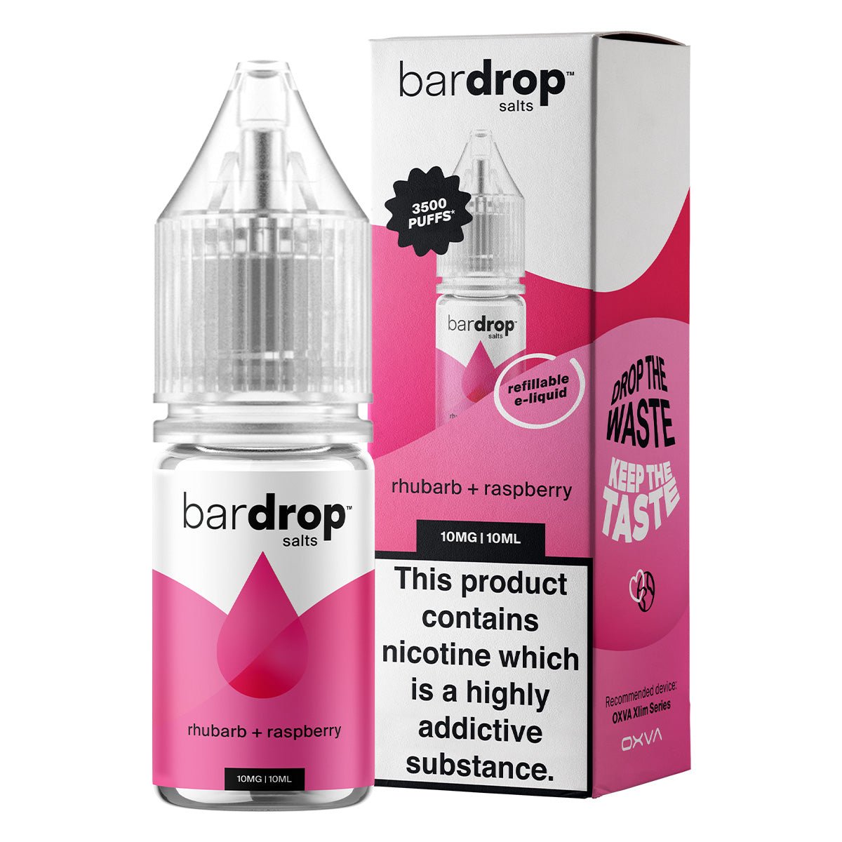 Rhubarb Raspberry 10ml Nic Salt By Bar Drop Salts - Prime Vapes UK