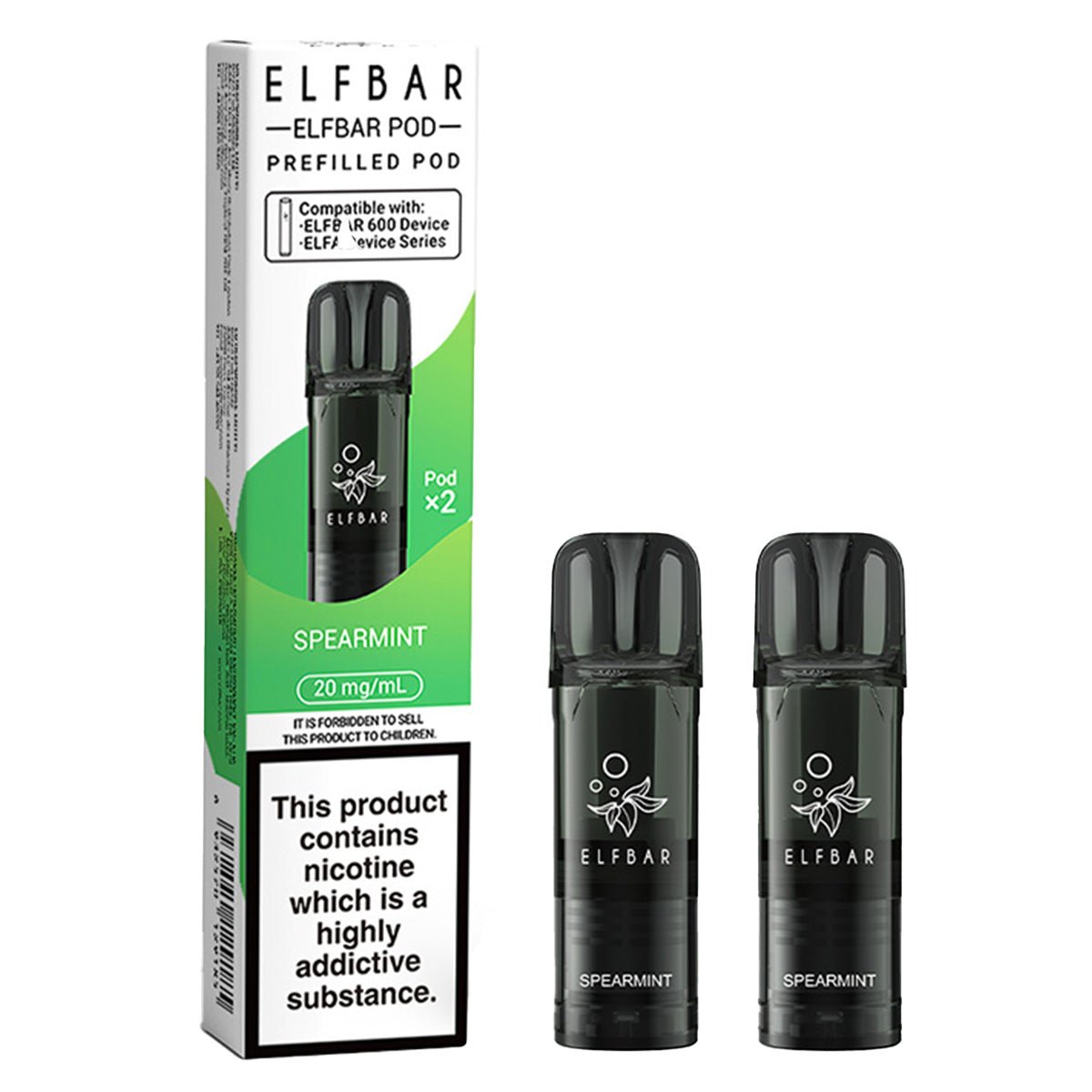 Spearmint Prefilled Pod by Elf Bar 600 Prime Vapes UK Spearmint Prefilled Pod by Elf Bar 600 Prime Vapes UK