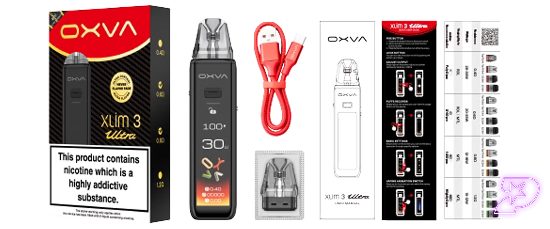 oxva xlim 3 ultra box contents