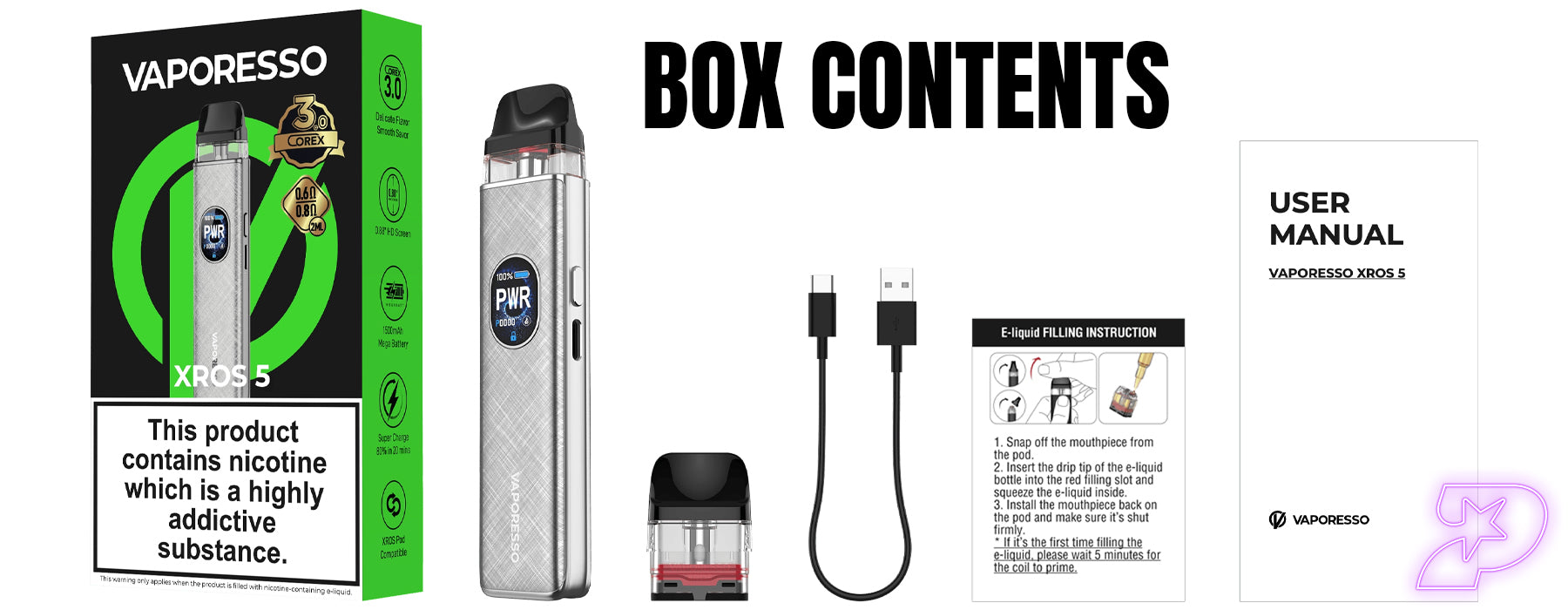 vaporesso xros 5 box contents