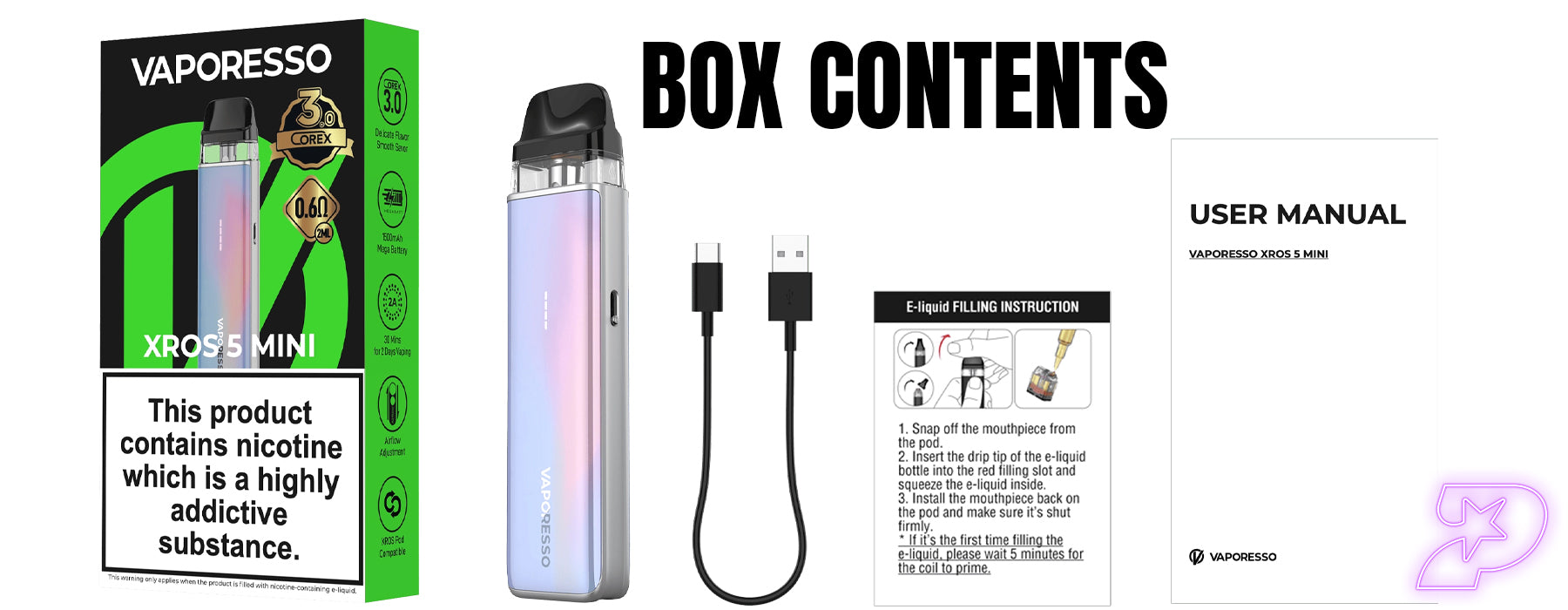 vaporesso xros 5 mini box contents
