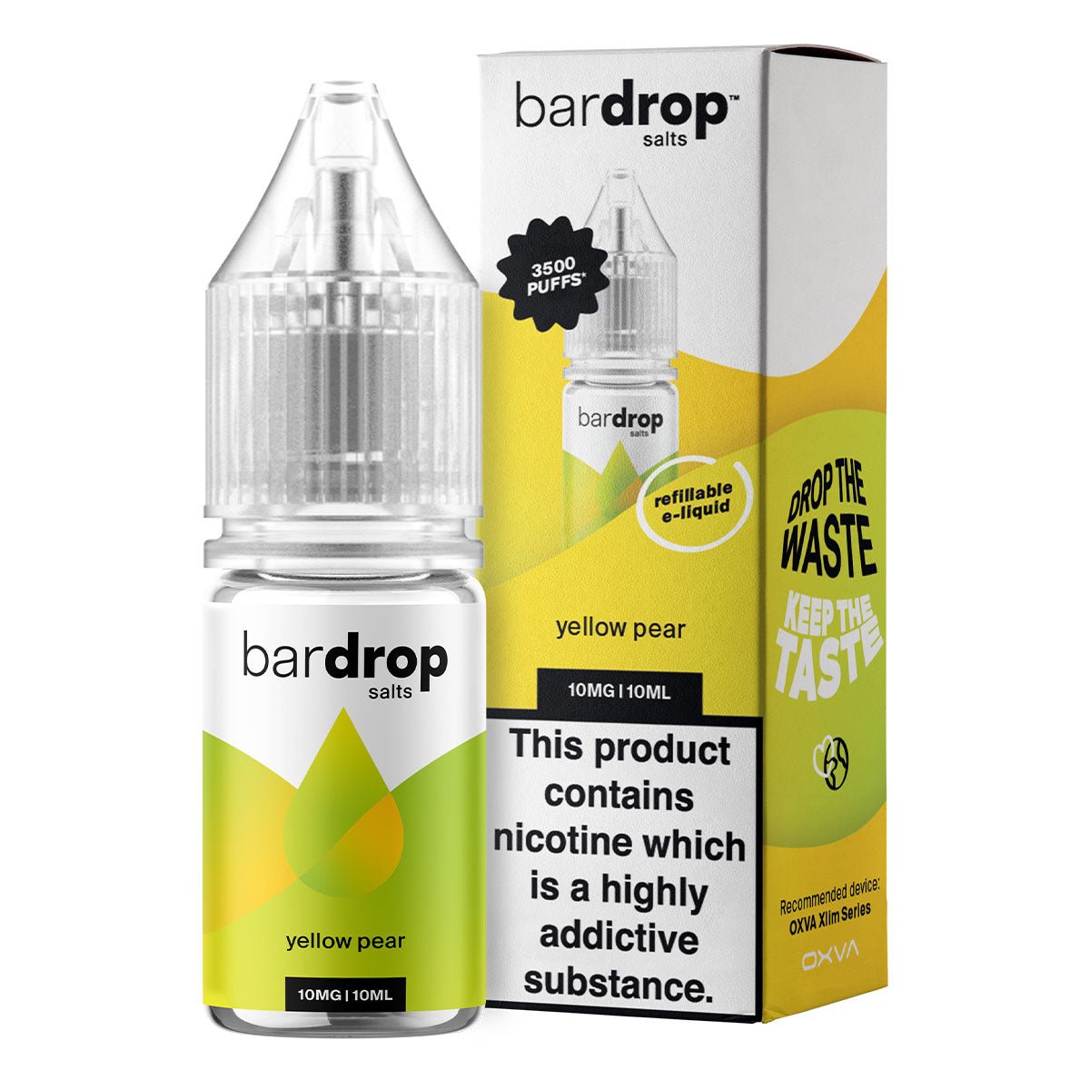 pear vape juice Yellow Pear 10ml Nic Salt By Bar Drop Salts – Prime Vapes UK
