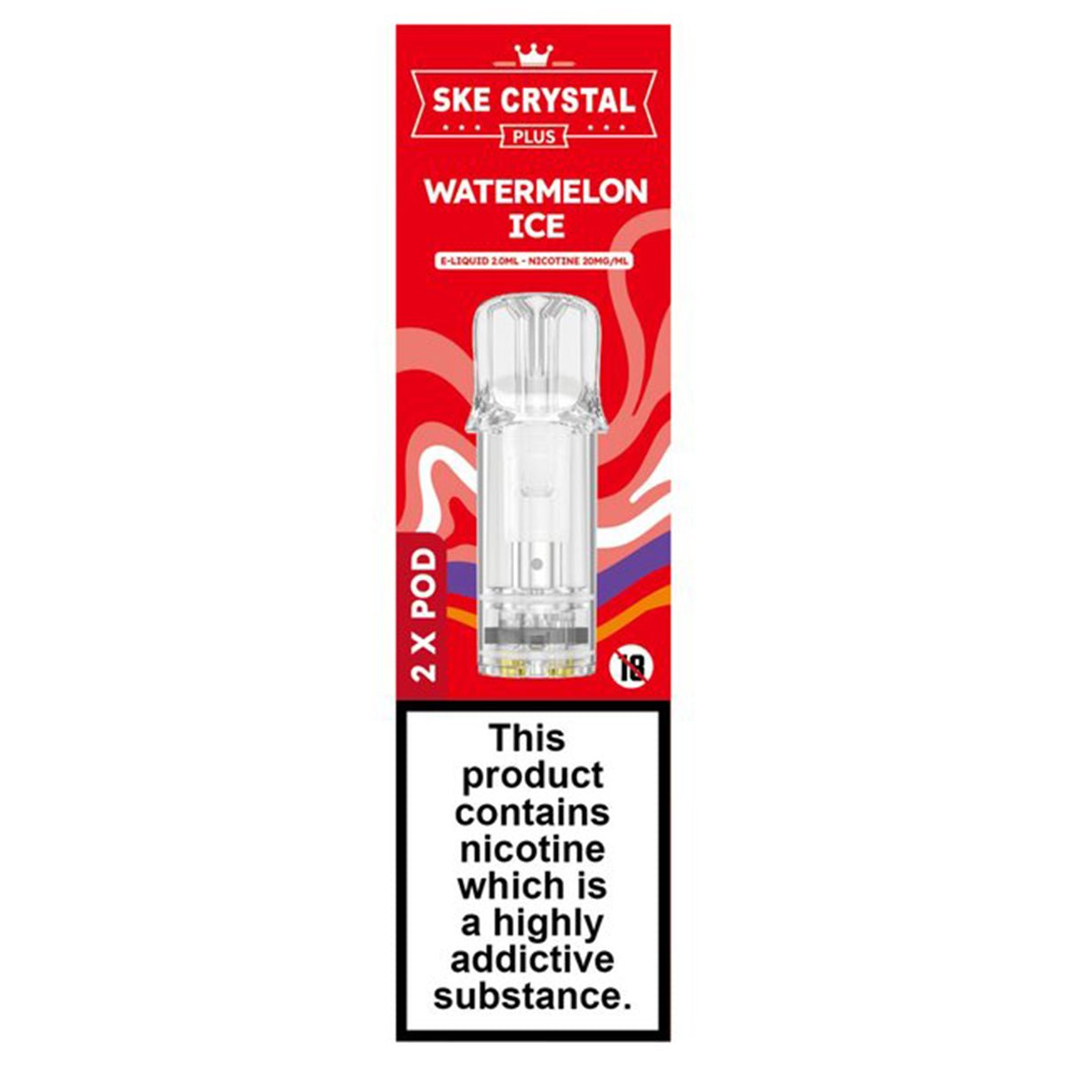 Watermelon Ice Crystal Plus Prefilled Pods by SKE Crystal Bar - Prime Vapes UK