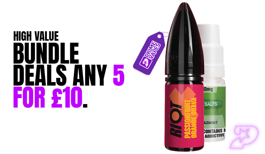 5 for £10 nic salt e-liquid bundle deal