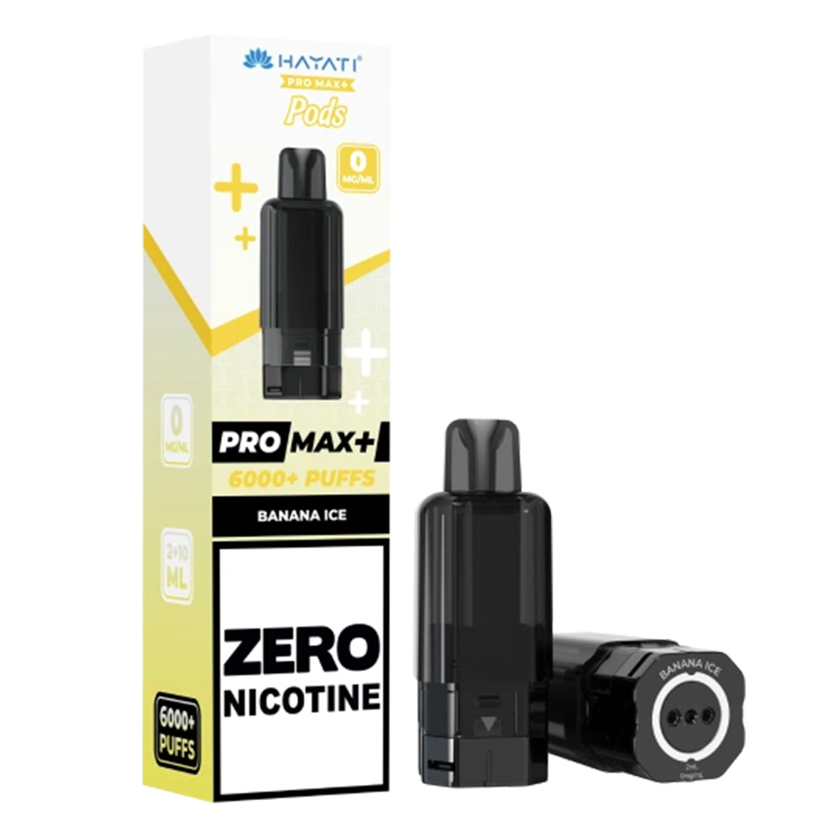 banana ice hayati plus 6k puff 0mg zero nicotine vape refill pods