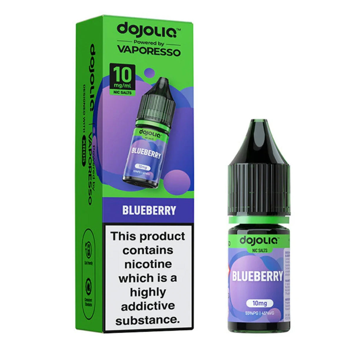 blueberry dojoliq 10ml nic salt vape juice by vaporesso