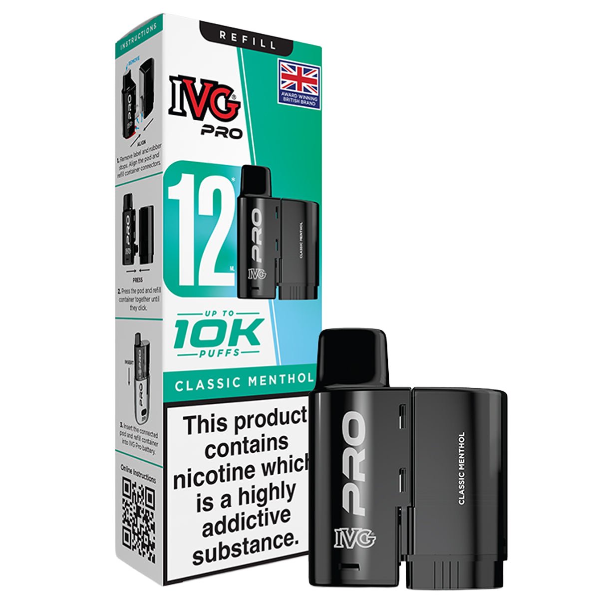 Classic Menthol Pro 12 Pre - filled Pod by IVG - Prime Vapes UK