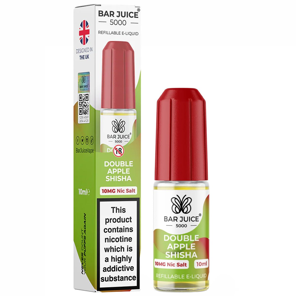 Double Apple Shisha 10ml Nic Salt E - liquid By Bar Juice 5000 - Prime Vapes UK