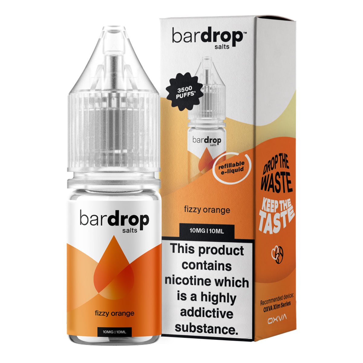 Fizzy Orange 10ml Nic Salt By Bar Drop Salts - Prime Vapes UK