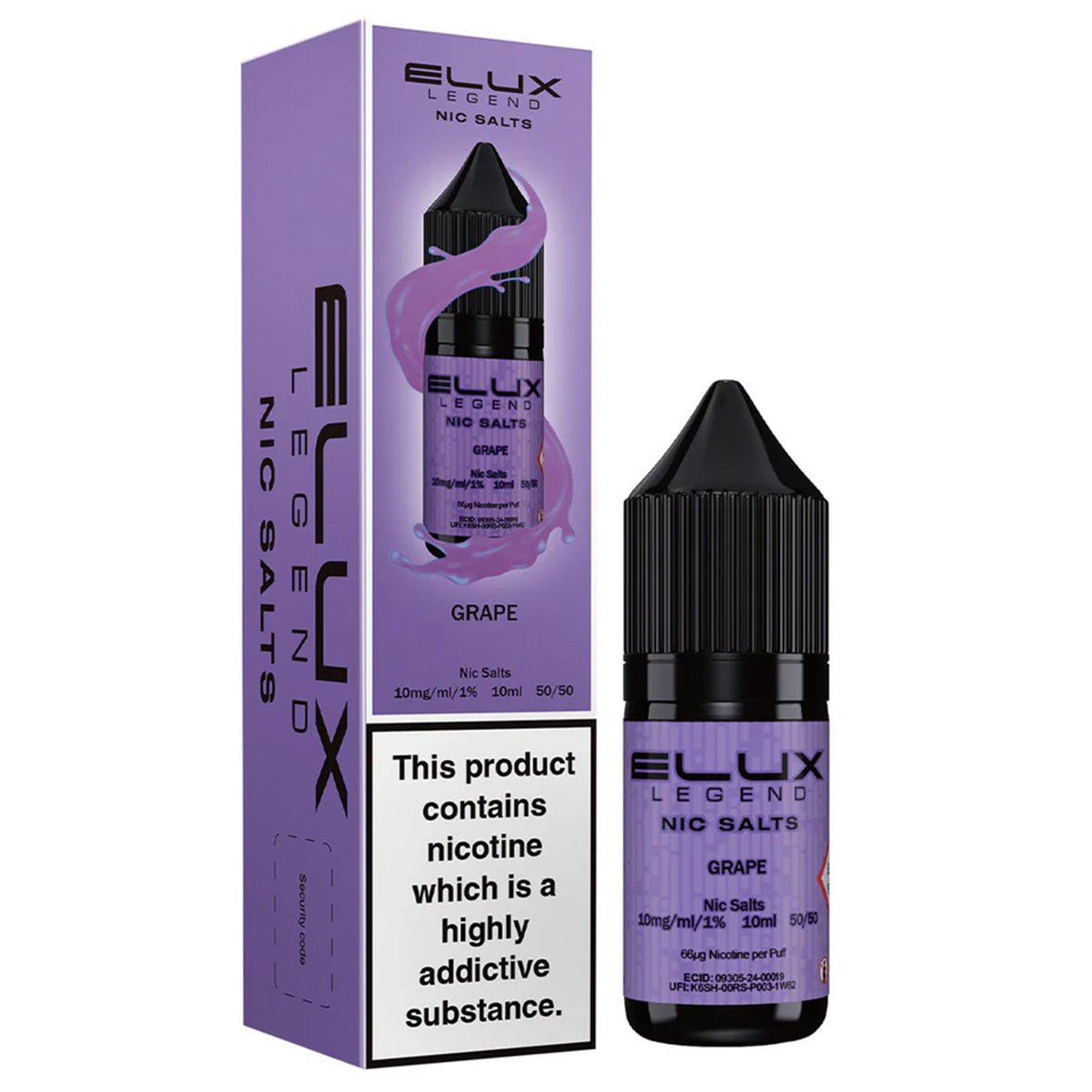 Grape 10ml Nic Salt E - liquid By Elux Legend - Prime Vapes UK