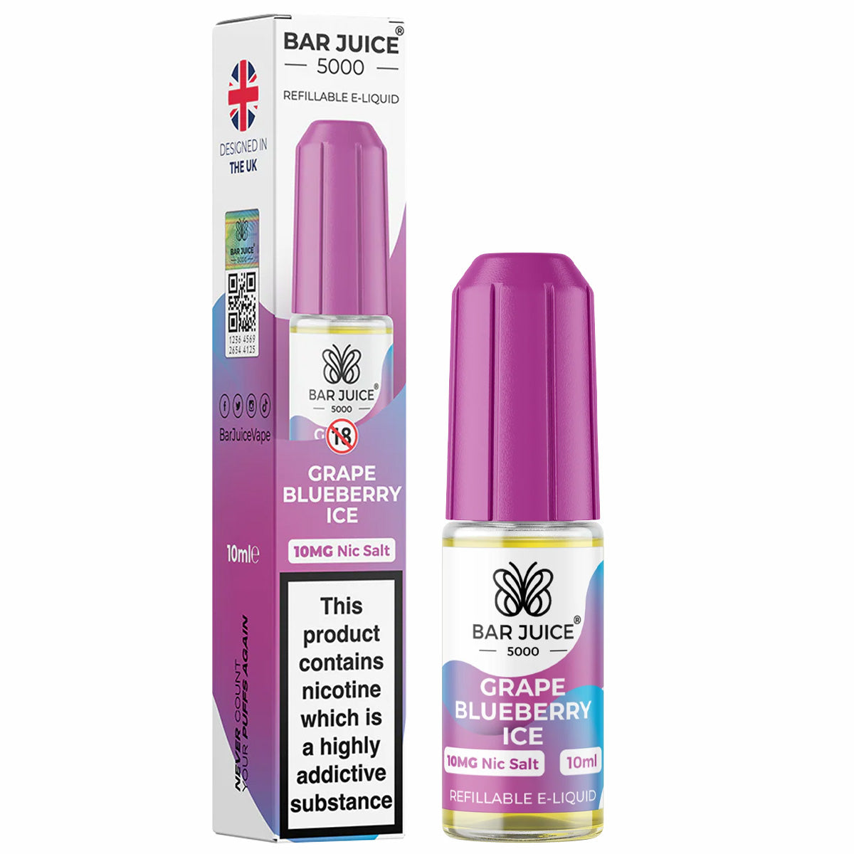 Grape Blueberry Ice 10ml Nic Salt E-liquid By Bar Juice 5000