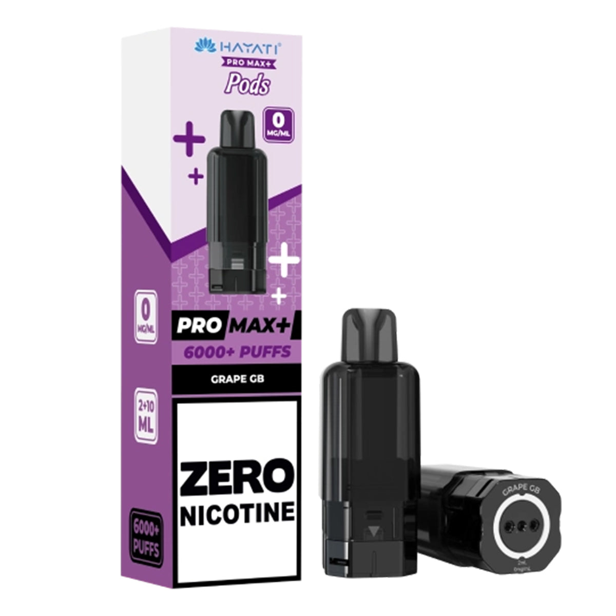 grape gb hayati plus 6k puff 0mg zero nicotine vape refill pods