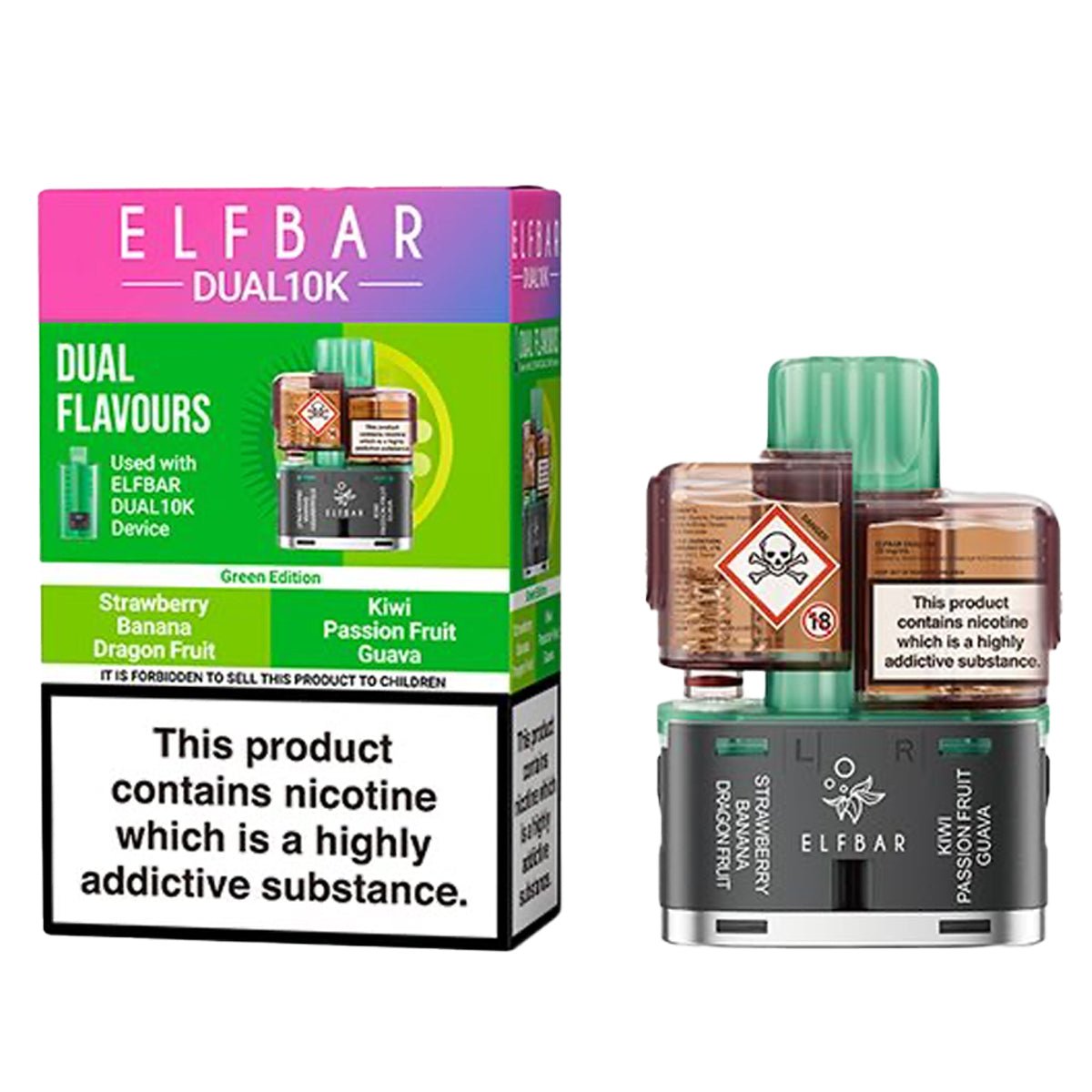 Green Edition Pre - filled Pods By ElfBar 10K Dual - Prime Vapes UK