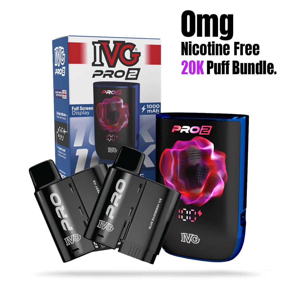 IVG Pro 2 Zero Nicotine Vape Bundle Pre - filled Pod Kit - Prime Vapes UK