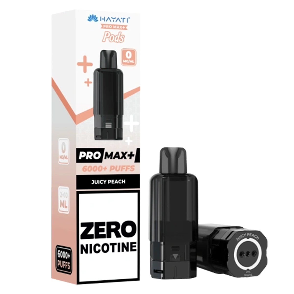 juicy peach hayati plus 6k puff 0mg zero nicotine vape refill pods