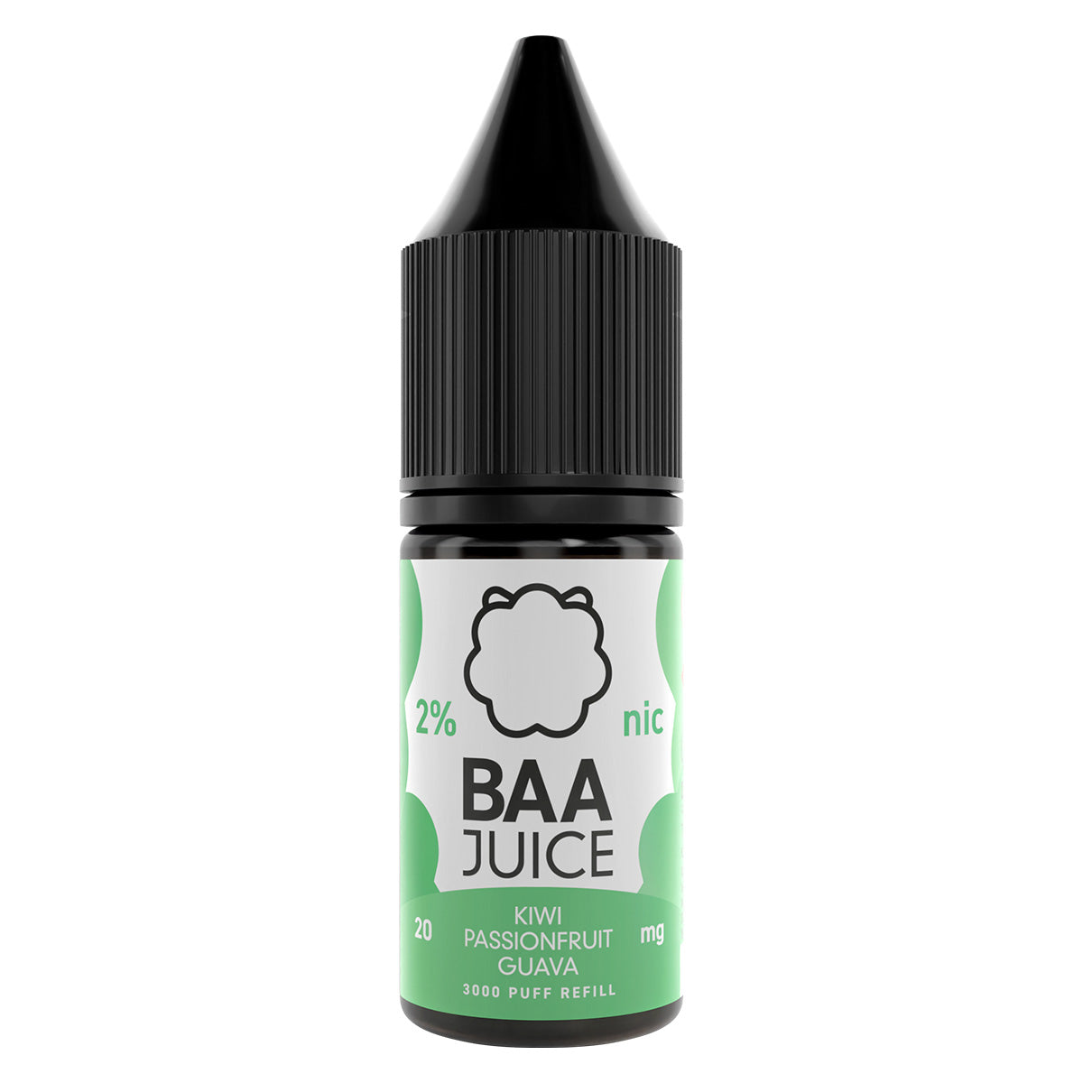kiwi passionfruit guava 10ml nic salt vape juice by baa juice - prime vapes uk