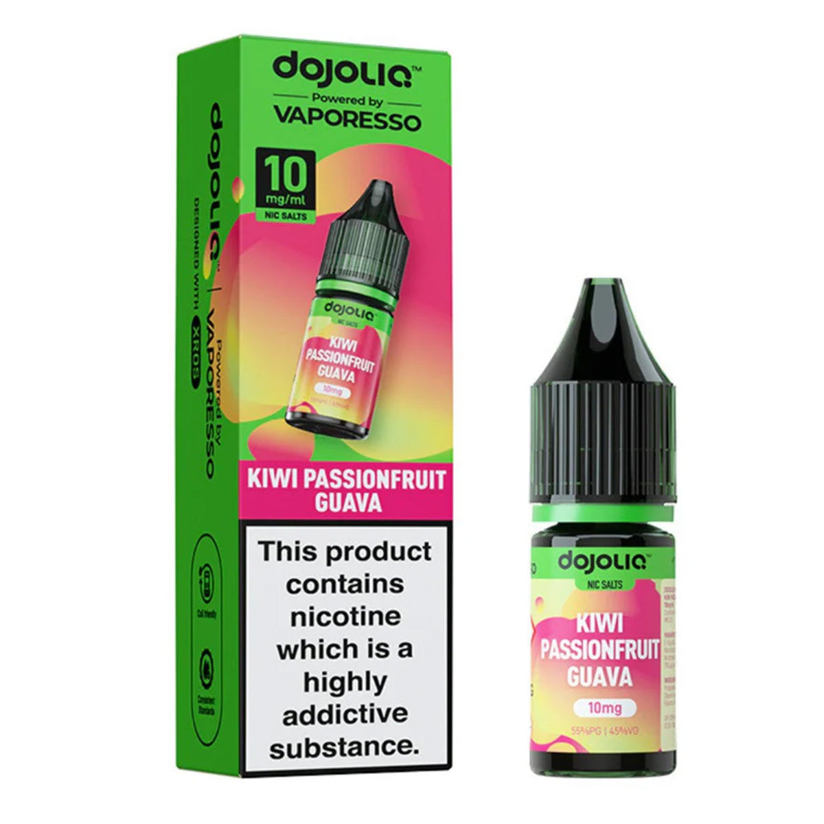 kiwi passionfruit guava dojoliq 10ml nic salt vape juice by vaporesso