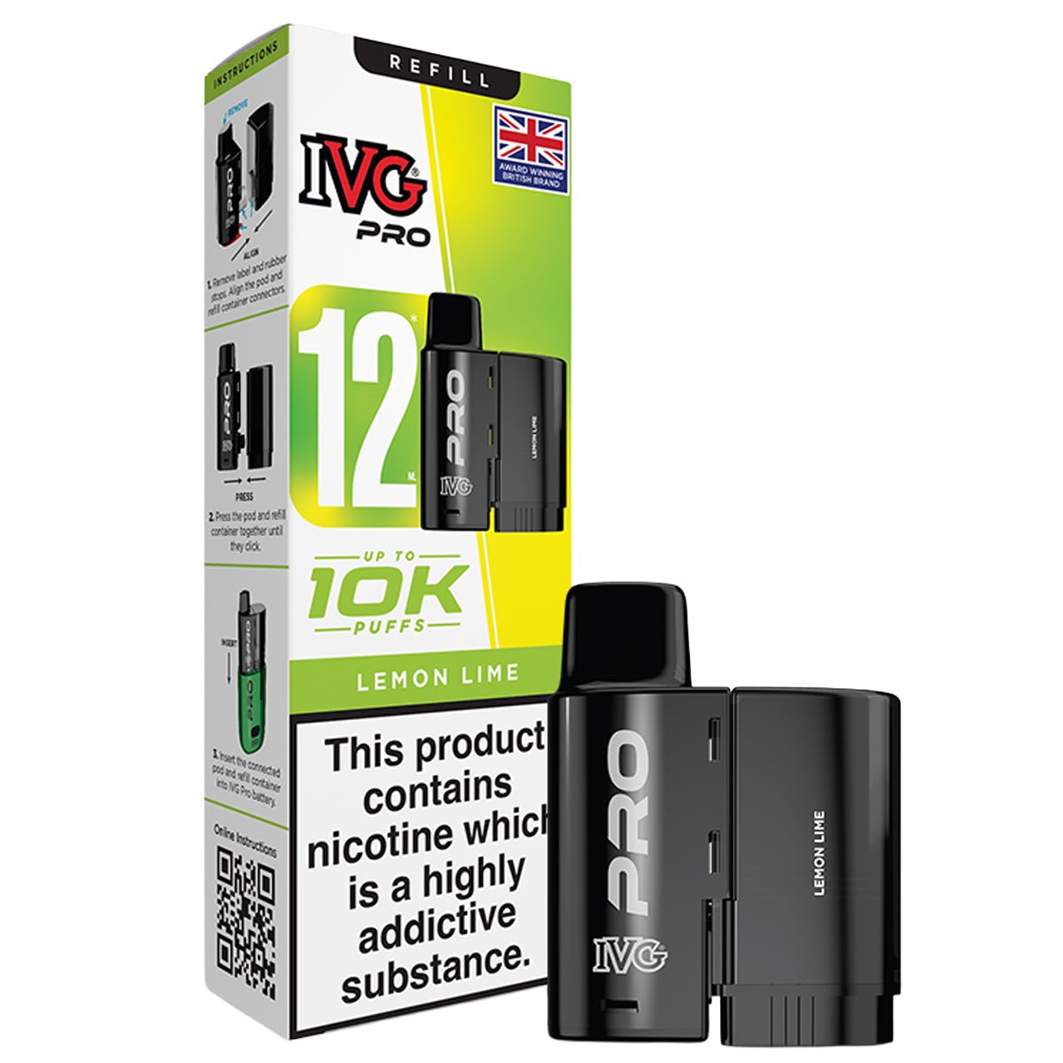 Lemon Lime Pro 12 Pre - filled Pod by IVG - Prime Vapes UK