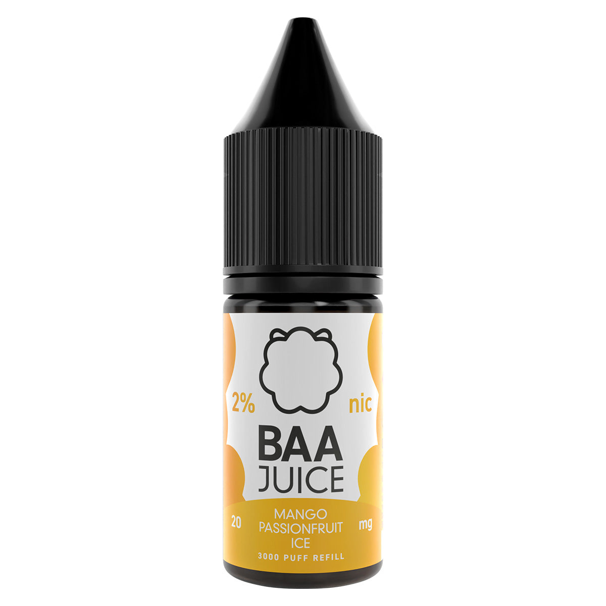 mango passionfruit ice 10ml nic salt vape juice by baa juice - prime vapes uk