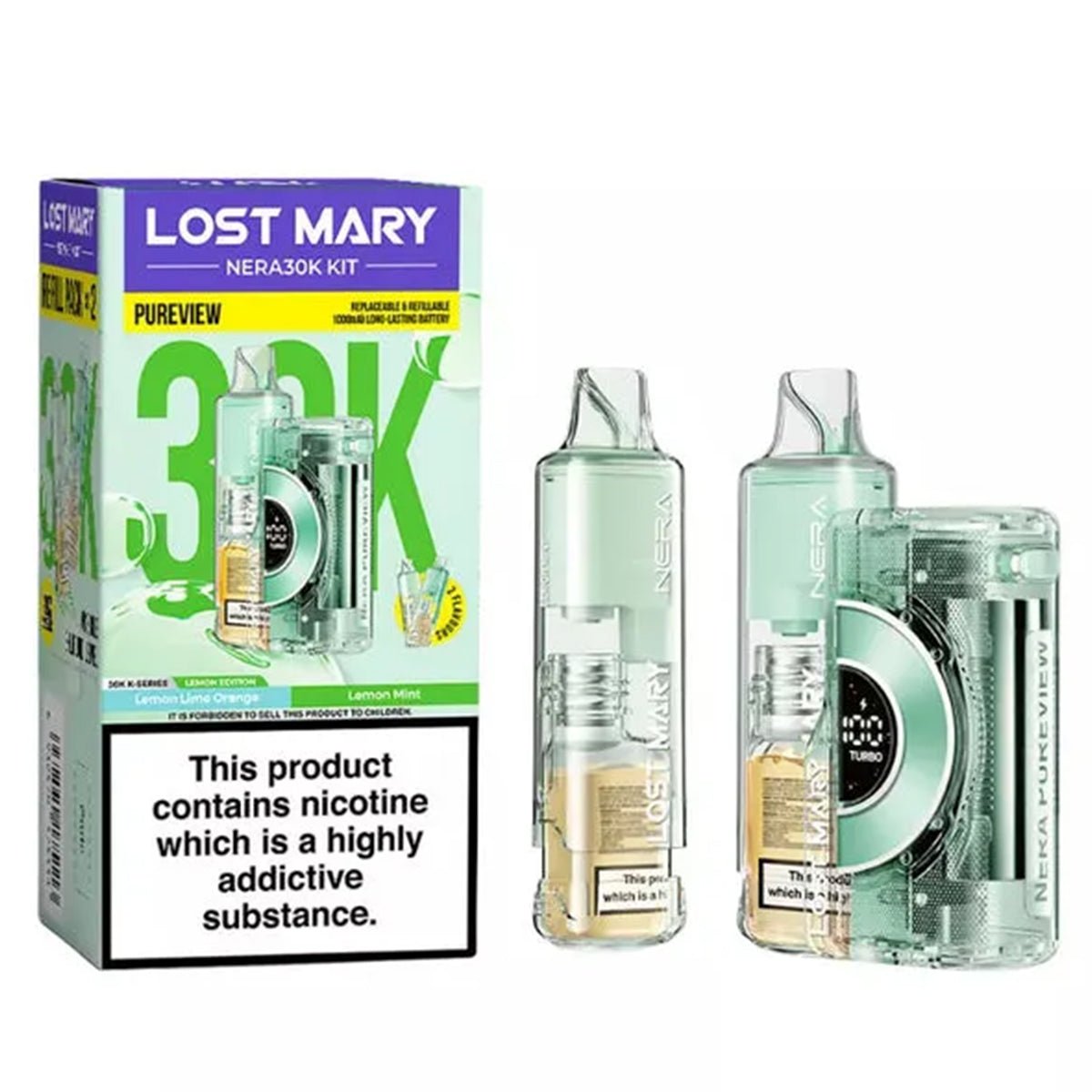 Nera 30K Pureview Rechargeable Pre - Filled Pod Kit by Lost Mary - Prime Vapes UK