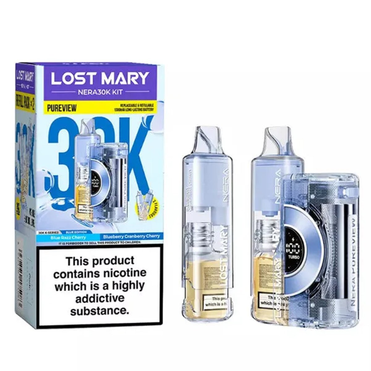 Nera 30K Pureview Rechargeable Pre-Filled Pod Kit by Lost Mary Prime Vapes UK Nera 30K Pureview Rechargeable Pre-Filled Pod Kit by Lost Mary Prime Vapes UK
