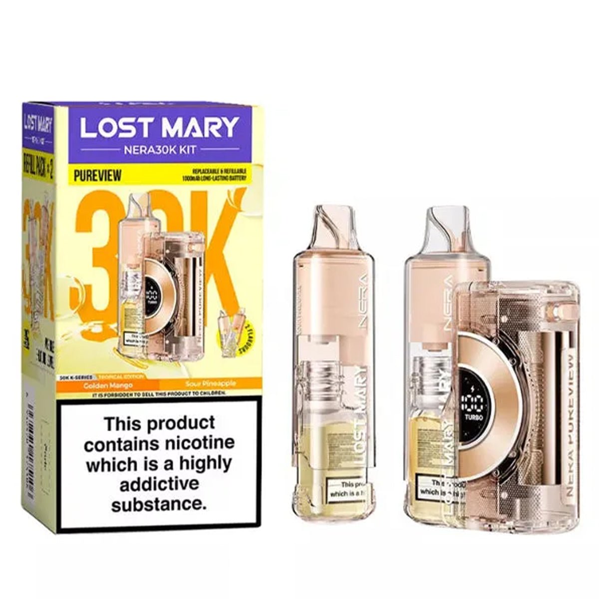 Nera 30K Pureview Rechargeable Pre-Filled Pod Kit by Lost Mary Prime Vapes UK Nera 30K Pureview Rechargeable Pre-Filled Pod Kit by Lost Mary Prime Vapes UK