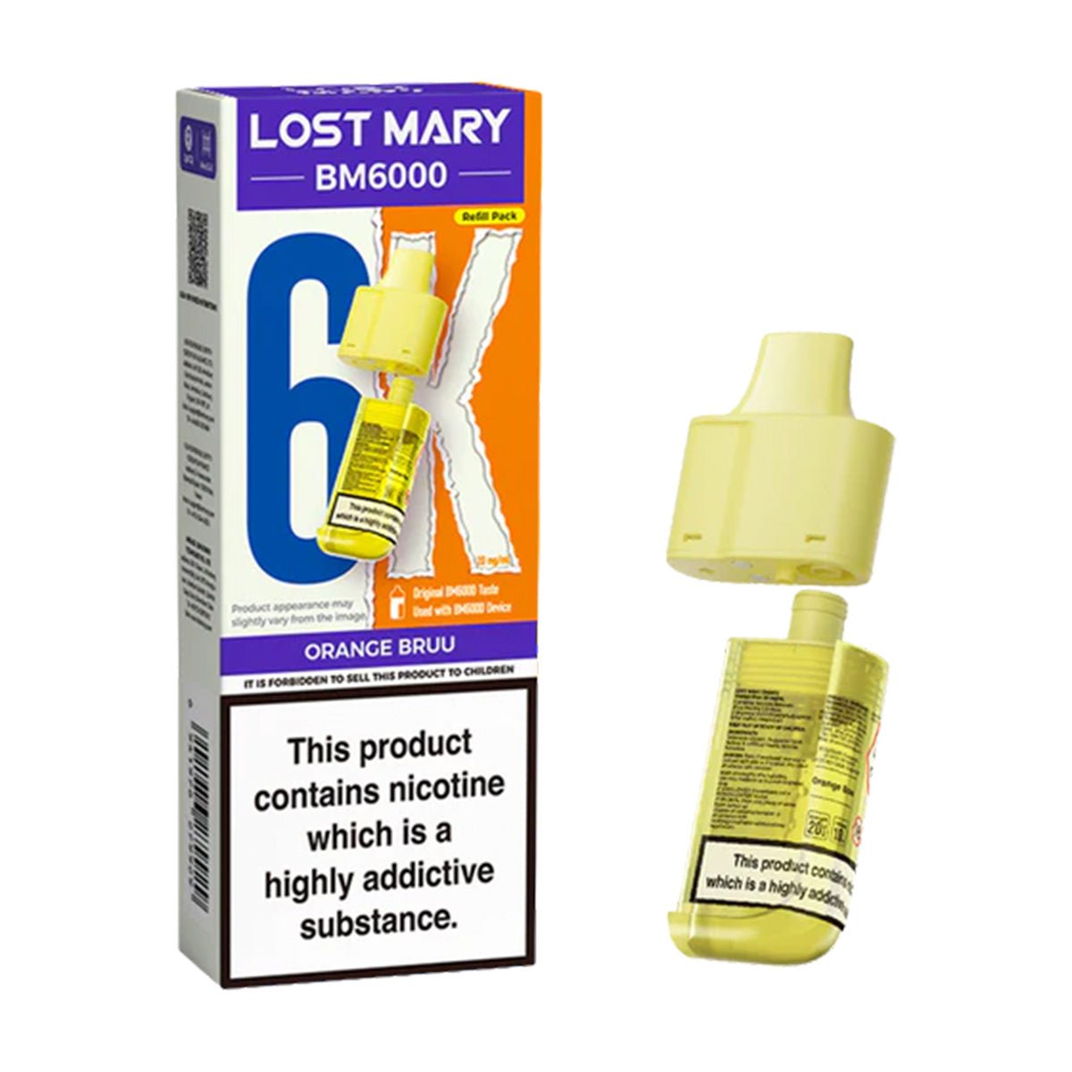 Orange Bruu BM6000 Prefilled Pod by Lost Mary - Prime Vapes UK