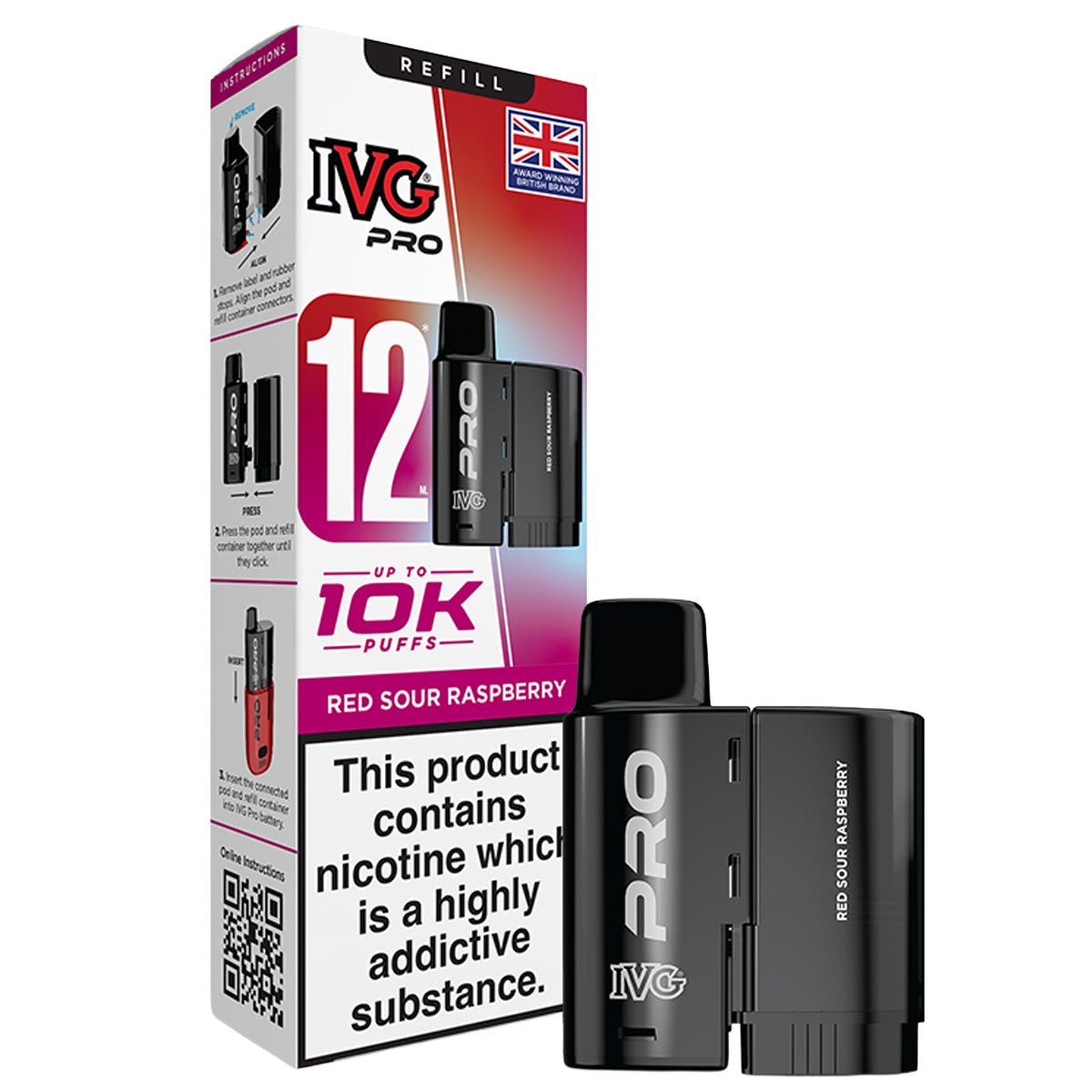 Red Sour Raspberry Pro 12 Pre - filled Pod by IVG - Prime Vapes UK