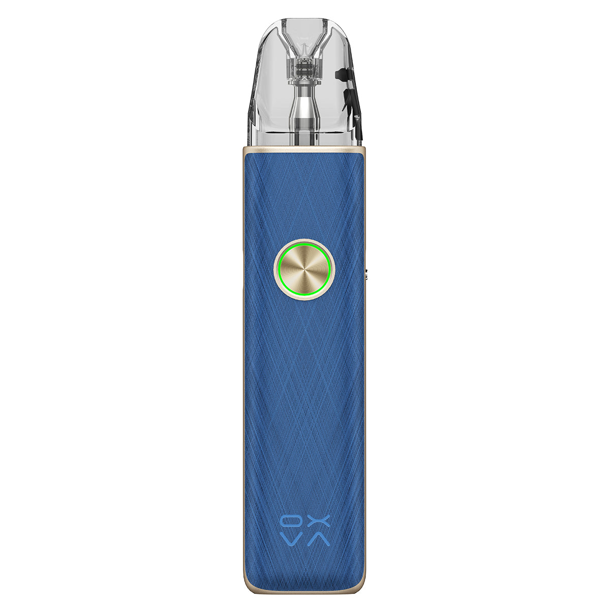 oxva xlim 4 vape pod kit in silken blue leather