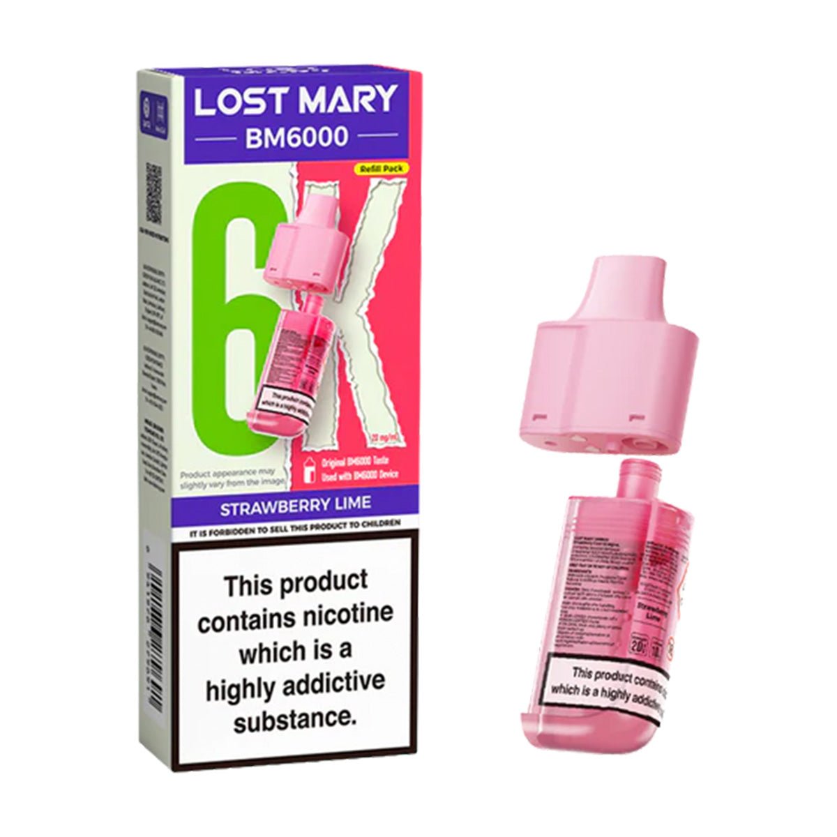 Strawberry Lime BM6000 Prefilled Pod by Lost Mary - Prime Vapes UK