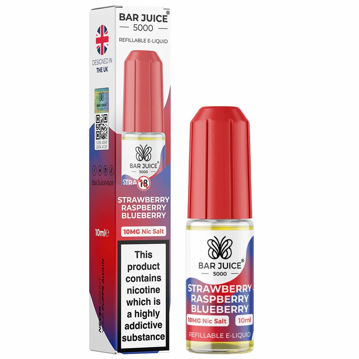 Strawberry Raspberry Blueberry 10ml Nic Salt E - liquid By Bar Juice 5000 - Prime Vapes UK