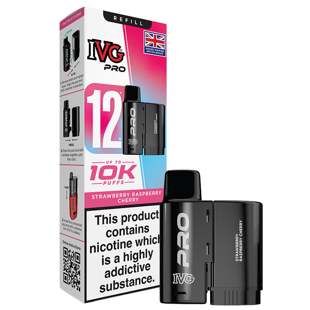 Strawberry Raspberry Cherry Pro 12 Pre - filled Pod by IVG - Prime Vapes UK