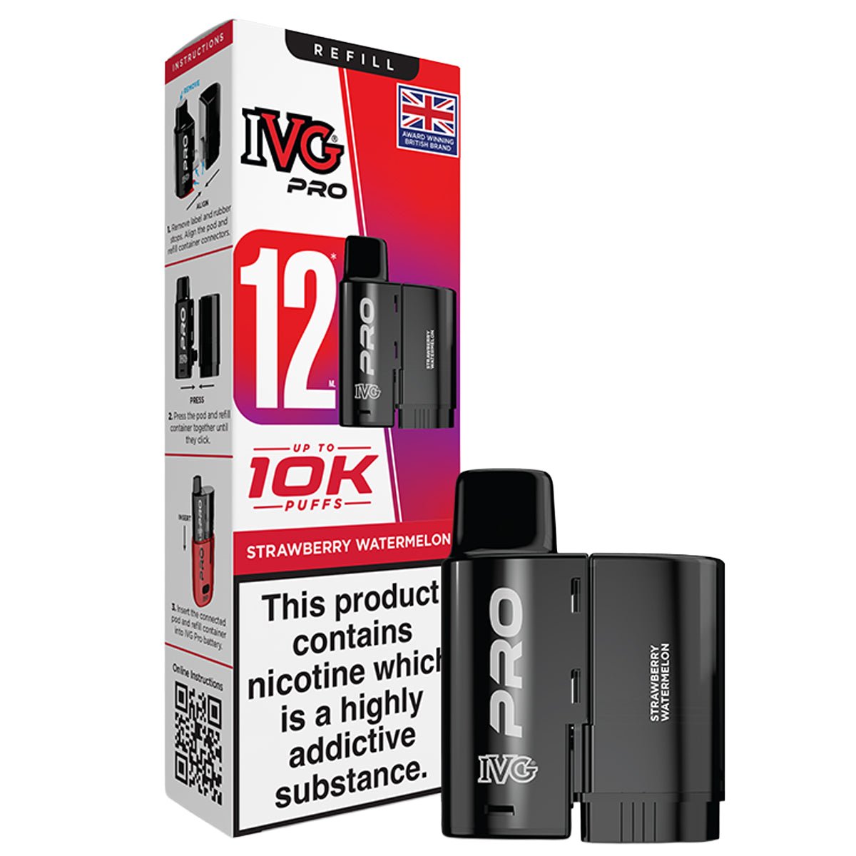 Strawberry Watermelon Pro 12 Pre - filled Pod by IVG - Prime Vapes UK