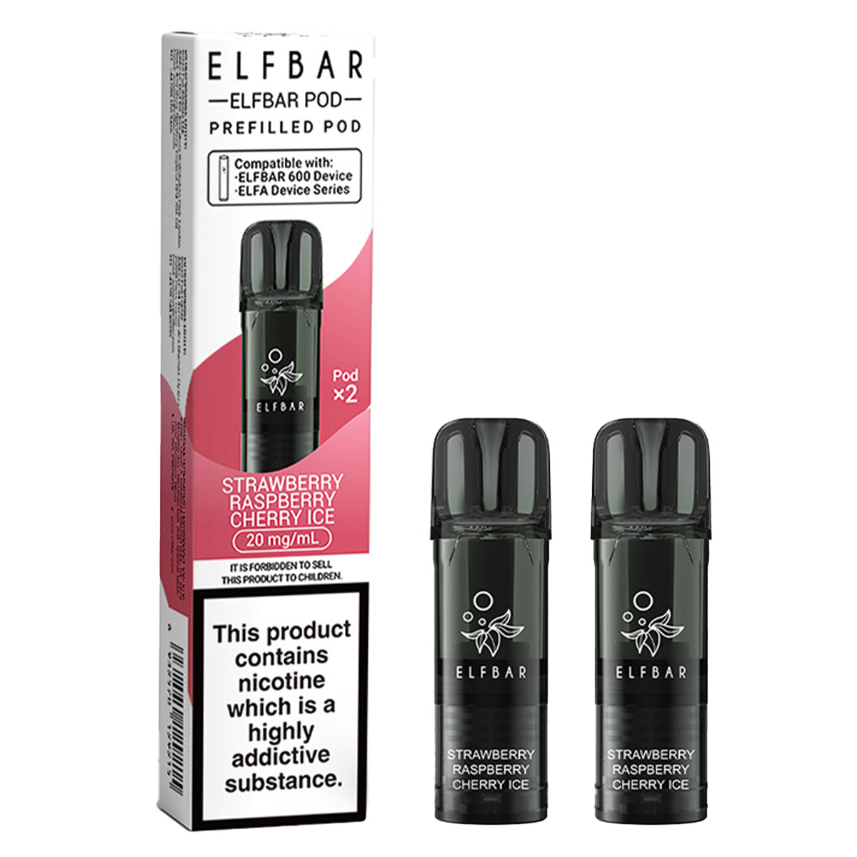Strawberry Raspberry Cherry Ice Prefilled Pod by Elf Bar 600