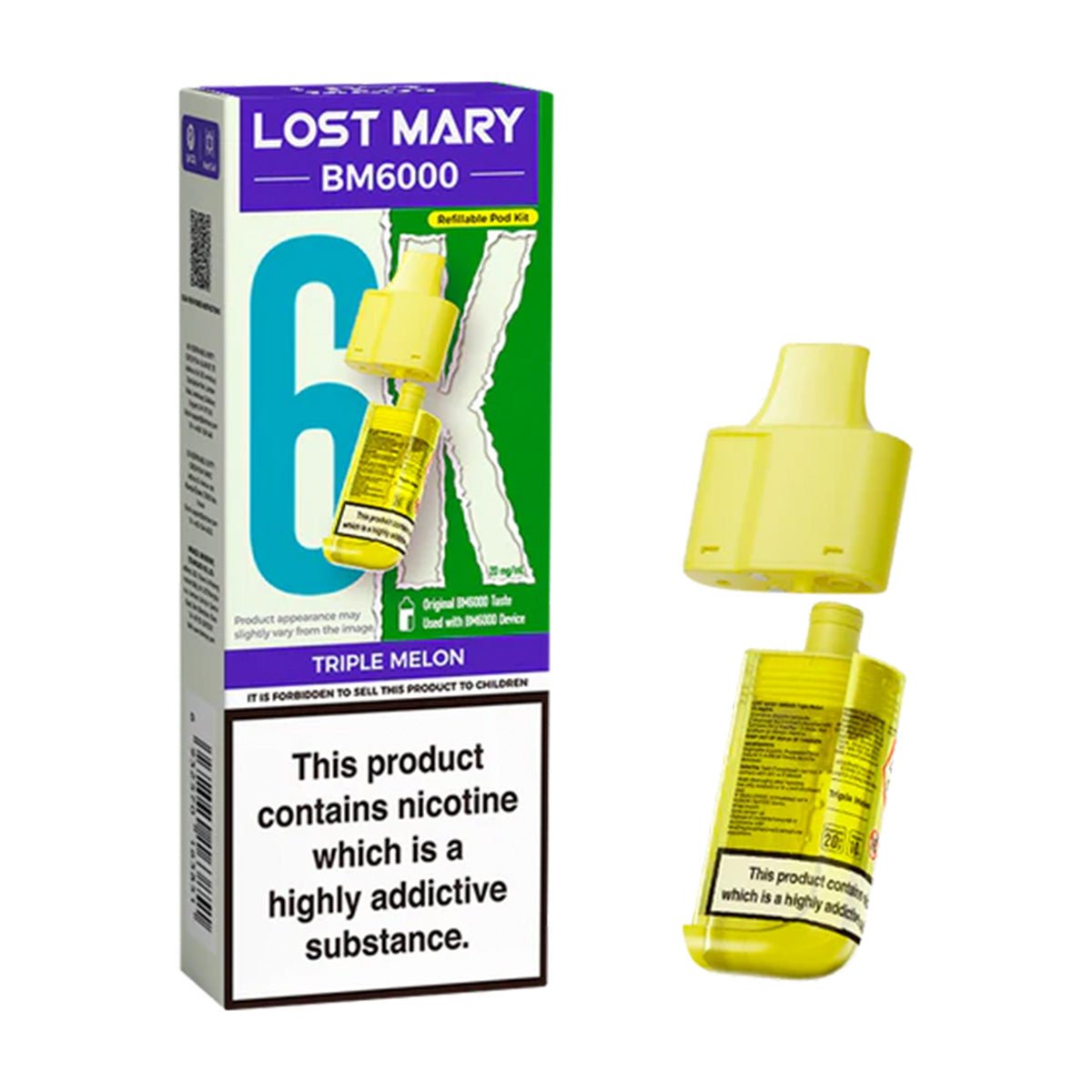 Triple Melon BM6000 Prefilled Pod by Lost Mary - Prime Vapes UK