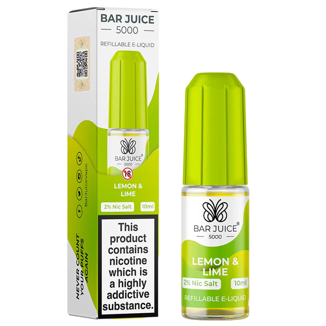 Lemon & Lime 10ml Nic Salt E-liquid By Bar Juice 5000 - Prime Vapes UK