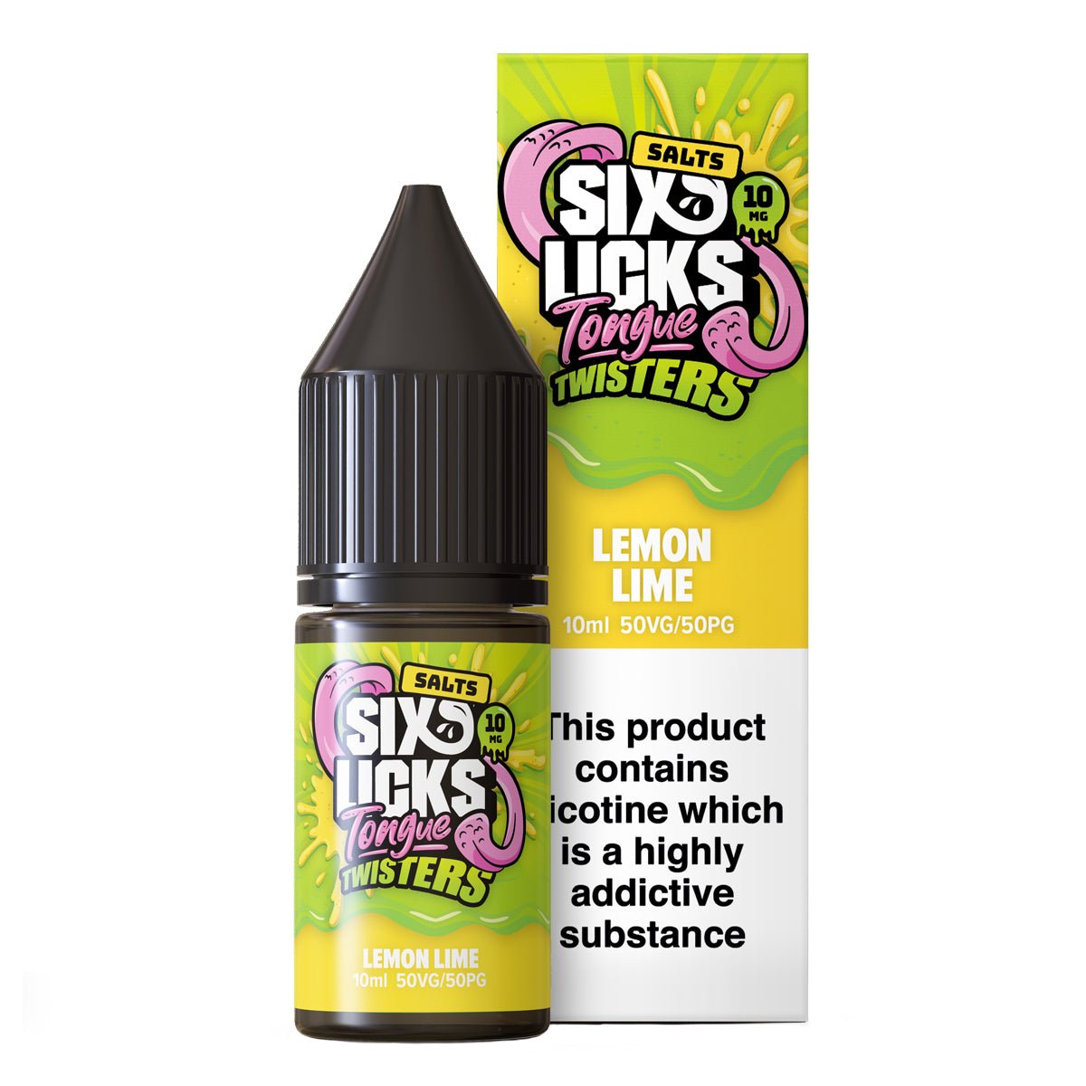Lemon Lime Tongue Twisters 10ml Nic Salt By Six Licks - Prime Vapes UK