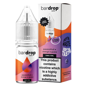 Passionfruit Orange Guava 10ml Nic Salt By Bar Drop Salts - Prime Vapes UK