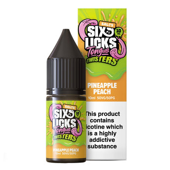 Pineapple Peach Tongue Twisters 10ml Nic Salt By Six Licks - Prime Vapes UK