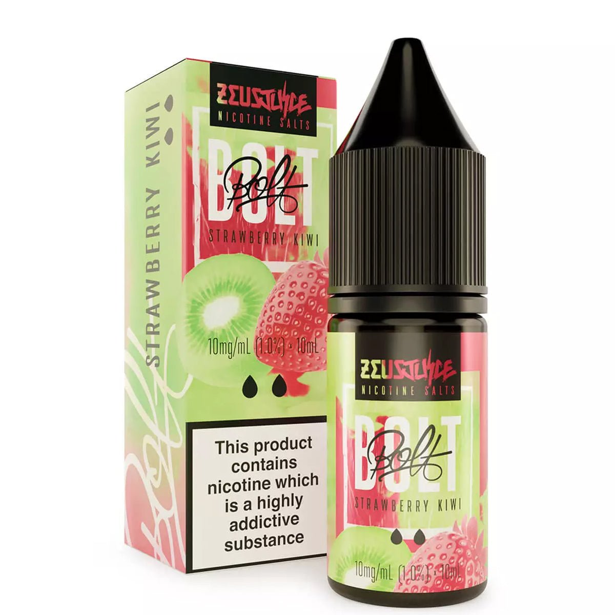 Strawberry Kiwi 10ml Nic Salt E-liquid By Zeus Juice Bolt - Prime Vapes UK