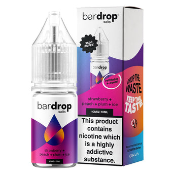 Strawberry Peach Plum Ice 10ml Nic Salt By Bar Drop Salts - Prime Vapes UK