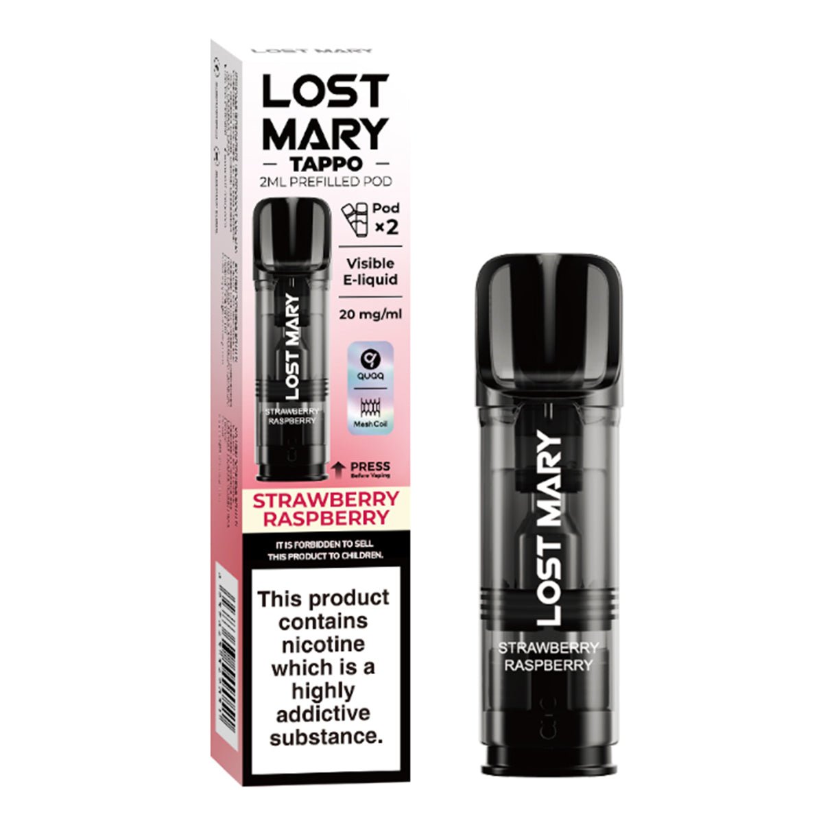 Strawberry Raspberry Tappo Pre-filled Pod by Lost Mary - Prime Vapes UK