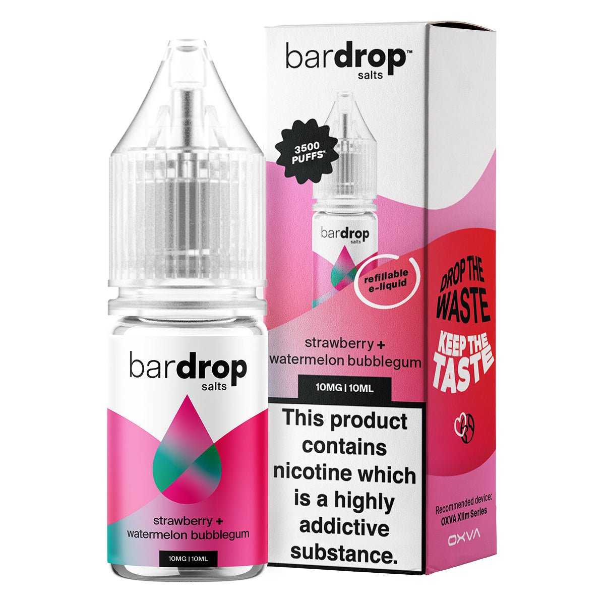 Strawberry Watermelon Bubblegum 10ml Nic Salt By Bar Drop Salts - Prime Vapes UK