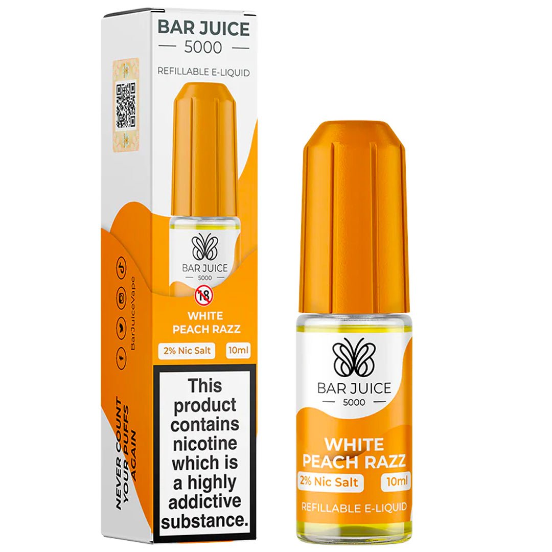 White Peach Razz 10ml Nic Salt E-liquid By Bar Juice 5000 - Prime Vapes UK